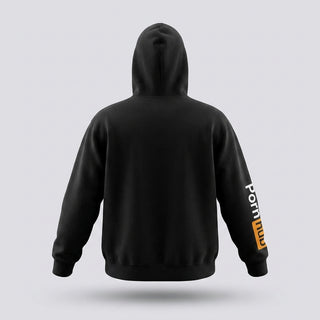 Black Embroidered Hoodie: Close