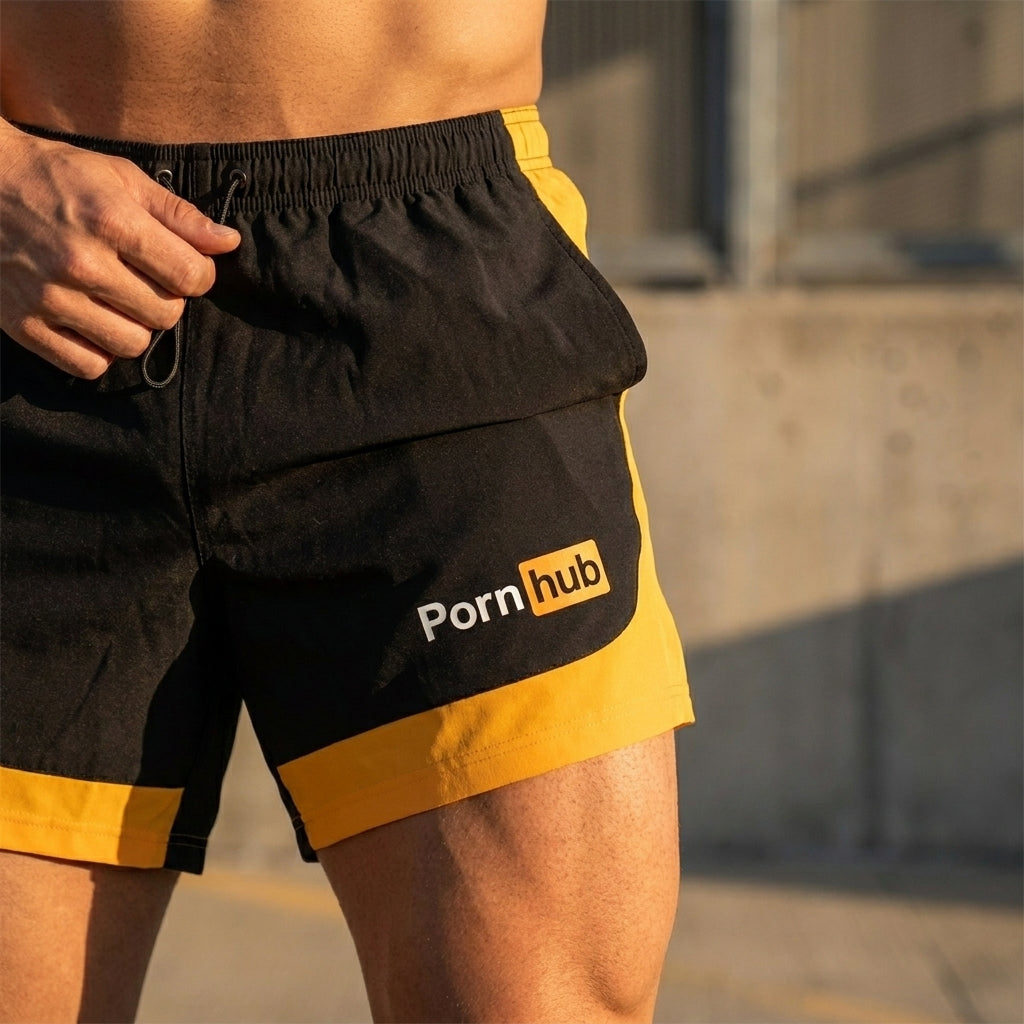Pornhub Apparel Running Shorts, close