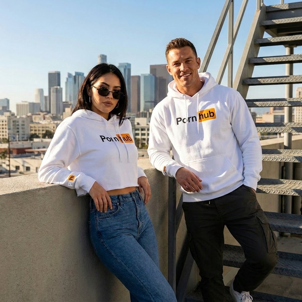 Pornhub Apparel White Classic Logo Hoodie