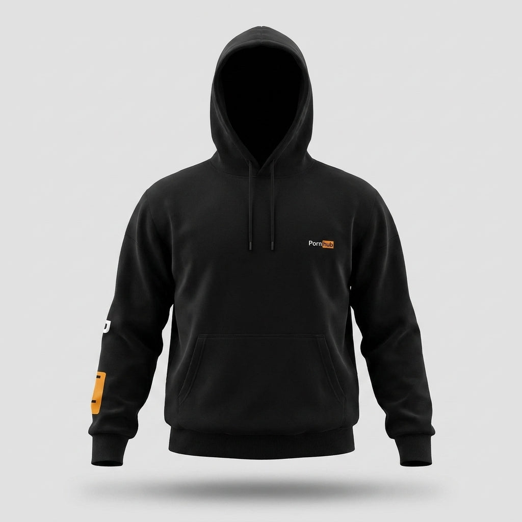 Black Embroidered Hoodie: Close