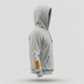 Heather Grey Embroidered Hoodie: Rib