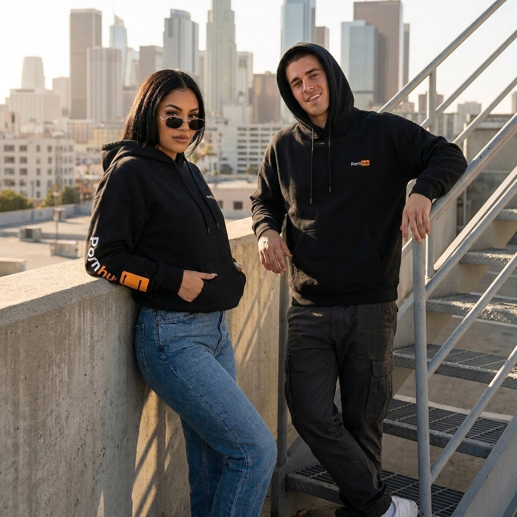 Pornhub Apparel Black Embroidered Hoodie
