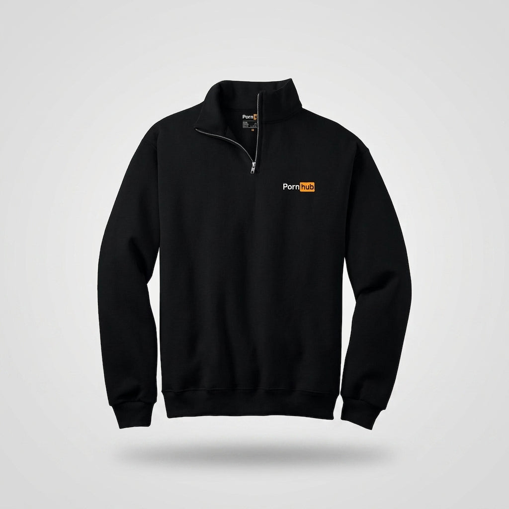 Pornhub Quarter Zip Sweater, black