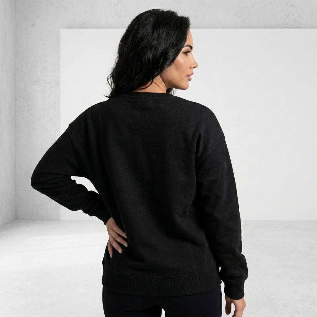 Black Classic Logo Crewneck: Close-