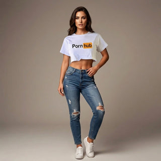 Pornhub Apparel White Crop Top: