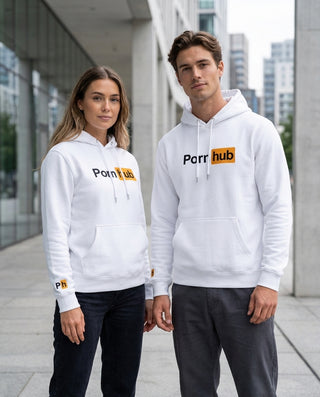 White Classic Logo Hoodie: Front