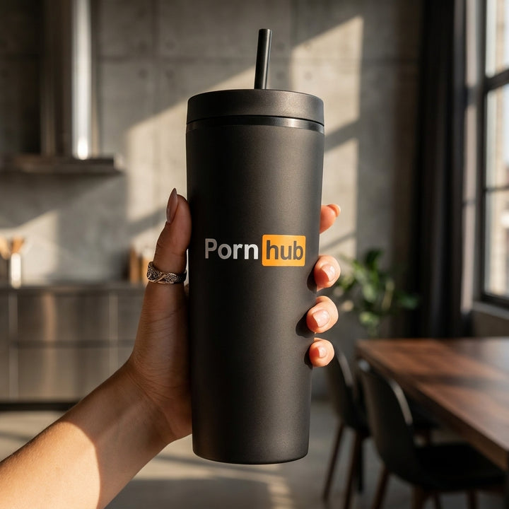Pornhub Apparel Tumbler: Close