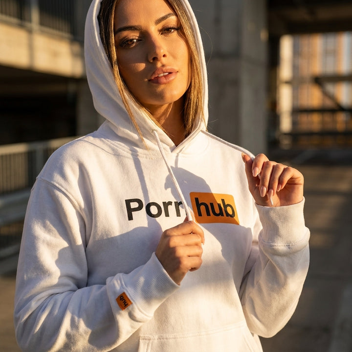 Pornhub Apparel White Classic Logo Hoodie