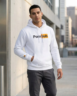 Classic Logo Hoodie: White heavyweight cotton fabric